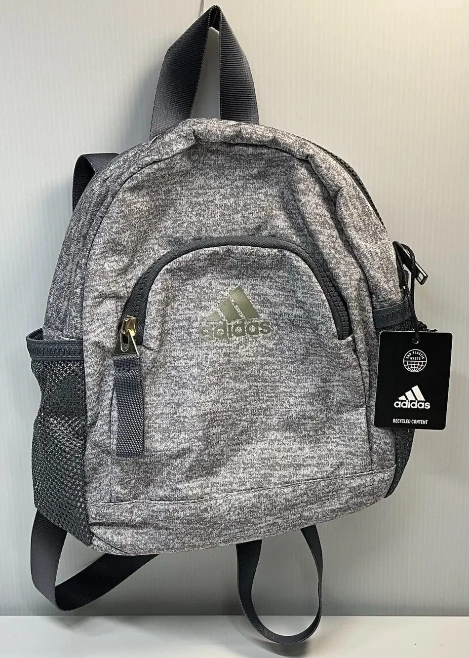 Adidas Linear 3 Mini Backpack Mesh Pockets Interior Compartments Gray Black NWT